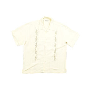 Pronto Uomo Men's Regular Size L Cuban Guayabera Music Note Short Sleeve Shirt
